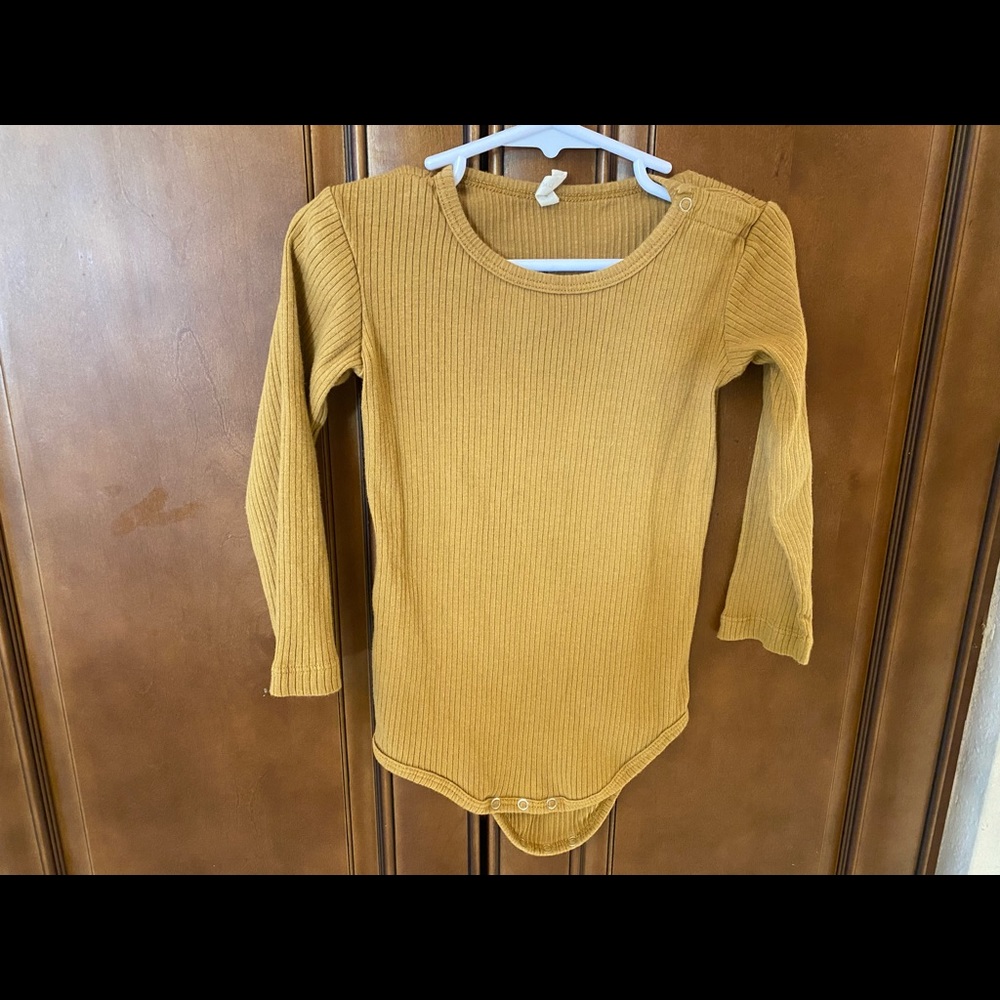 Quincy Mae onesie mustard long sleeve